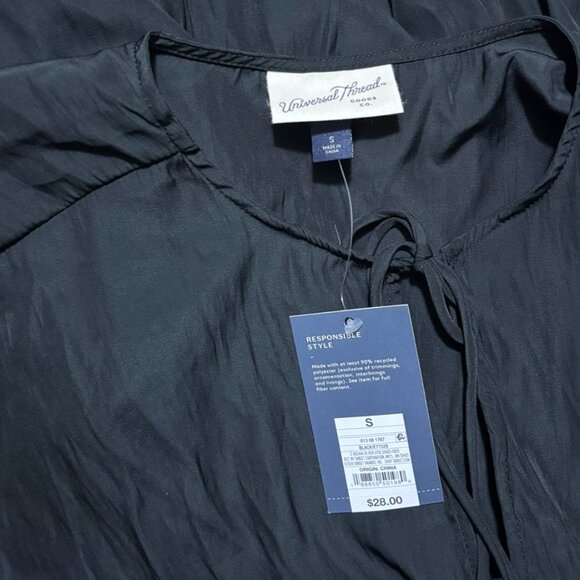 Universal Thread Black Short Sleeve Lace-Up Midi Dress – Size Small – NWT - Picture 5 of 5